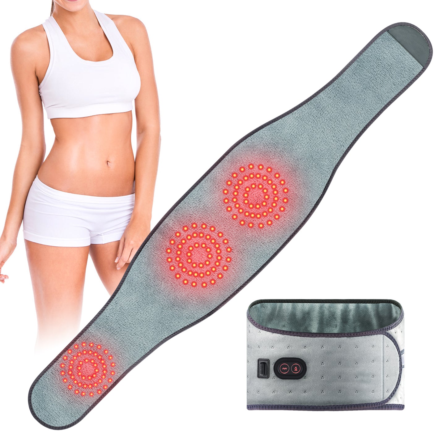 LED Red Light Heated Massage Back Belt