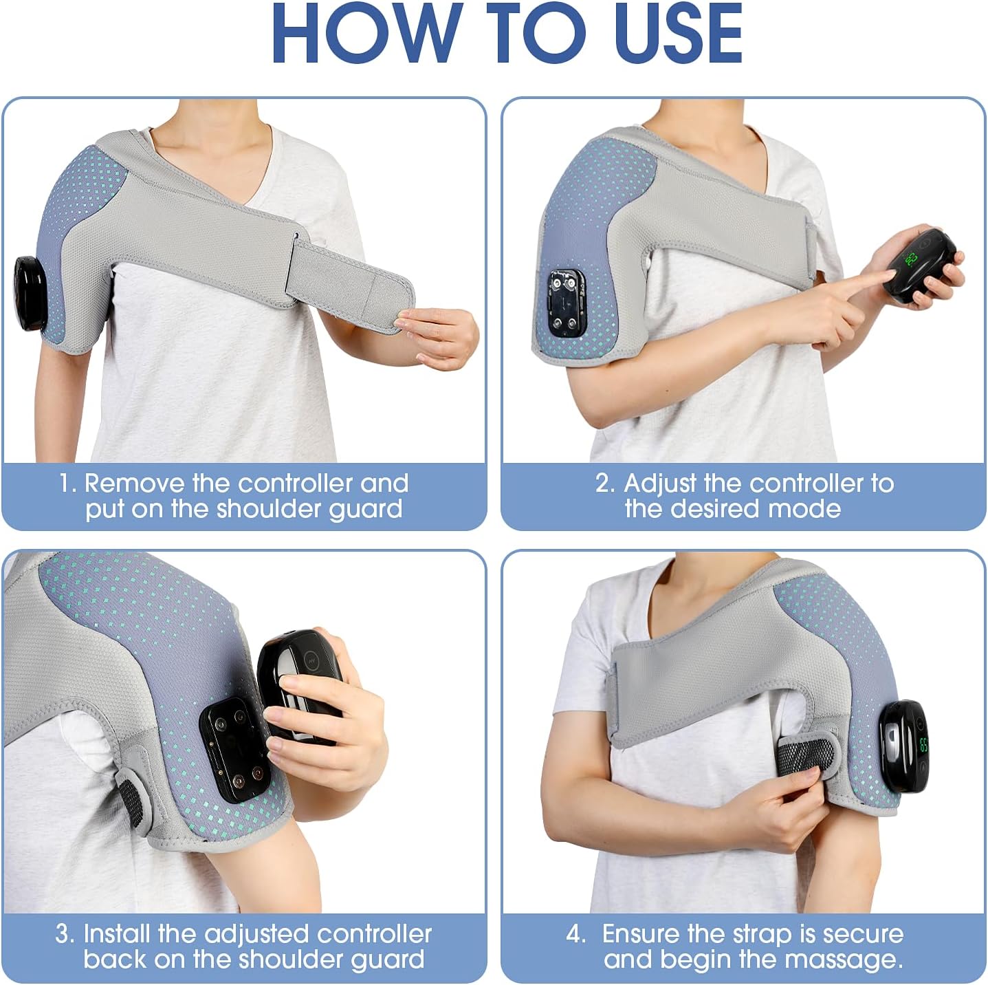 Heated Shoulder Wrap Massager Cordless Electric Shoulder Heating Pad for Neck with Massage 3 Heat & Vibration