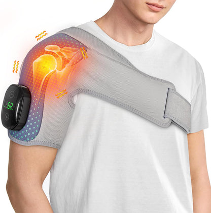 Heated Shoulder Wrap Massager Cordless Electric Shoulder Heating Pad for Neck with Massage 3 Heat & Vibration