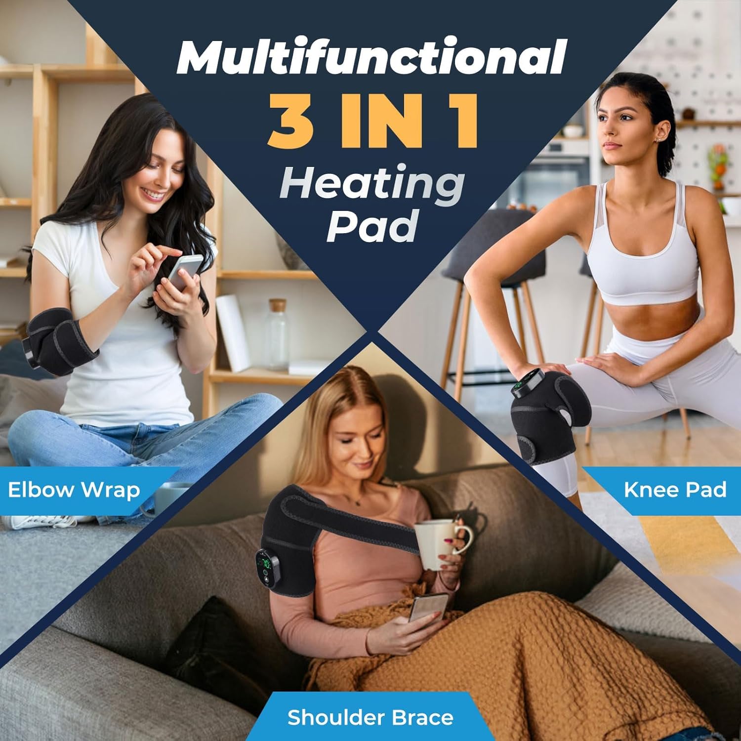 NORTHERN BROTHERS Heated Knee Brace to Keep Knee Warmers, Heated Knee Massagers for Pain Relief, Portable Knee Heating Pad Brace for Shoulder or Elbow