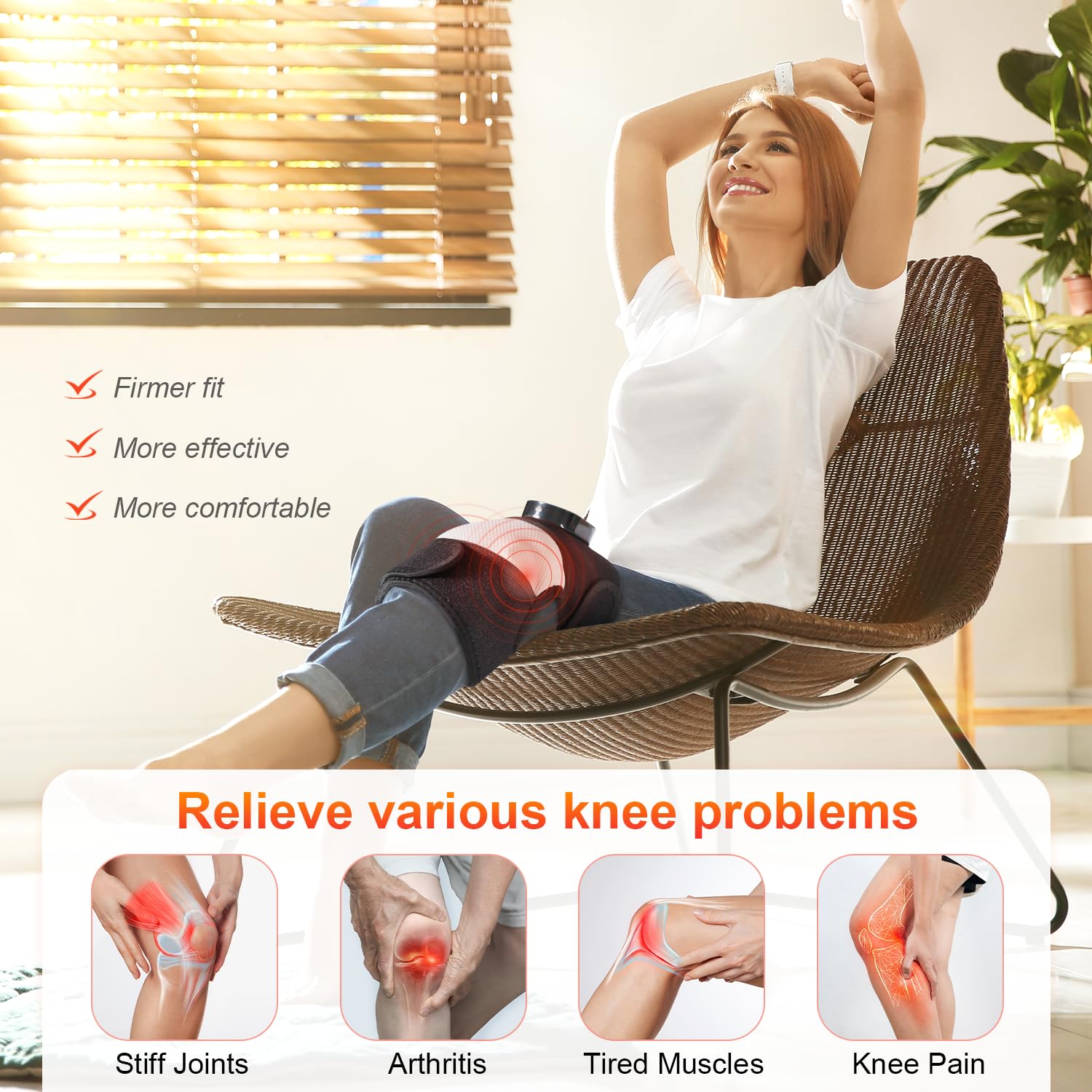 Cordless Heated Knee Massager, 3-in-1 Electric Knee Massager with Heat for Knee Heating Pad Elbow Shoulder Wrap with 3 Vibration & 6 Heating Modes, Birthday Gifts for Dad Mom
