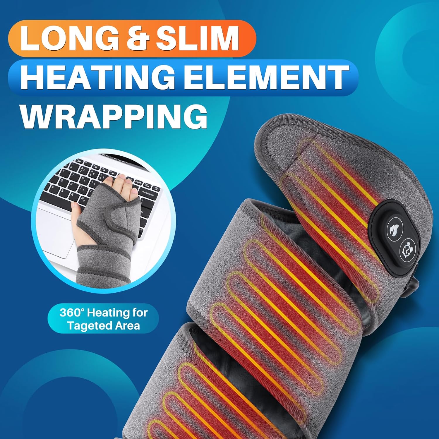 Elbow Heated Pad Wrap for Multiple Body Areas, Flexible Electric Heating Pads for Elbow Arm Wrist Ankle Leg Knee, Fast Heating Body Wrap Heated Brace with 4 Heating Levels, 3 Timing Settings