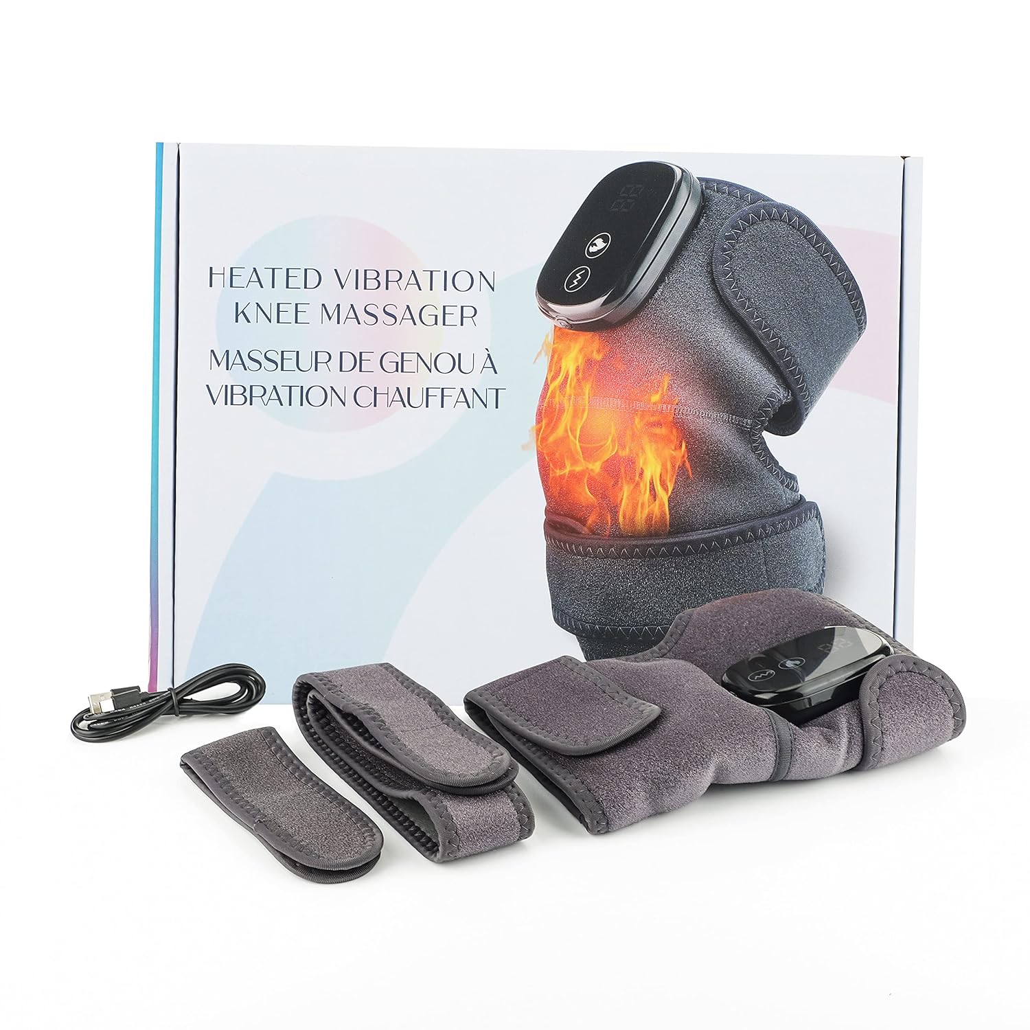 Heated Knee Massager Shoulder Heating Pads Elbow Brace 3 in 1 with Vibration, Cordless Rechargeable Heating Knee Warmers Wrap for Shoulder Elbow Knee Stress Relief