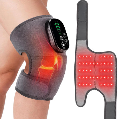 Cordless Heated Knee Brace with Heat and Red Light, 660nm&850nm Rechargeable Light Belt Shoulder Support Brace Wrap Wearable Knee Shoulder Elbow Heating Pad with 5000mAh Battery