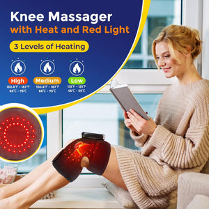 Heated Knee Massager, Rechargeable Heated Knee Warp With Vibration, 3 IN 1 Heated Knee Pad for Shoulder Elbow Knee, 3 Adjustable Vibration Modes and Temperature, Heated Knee Brace for Adult, 1 Pack